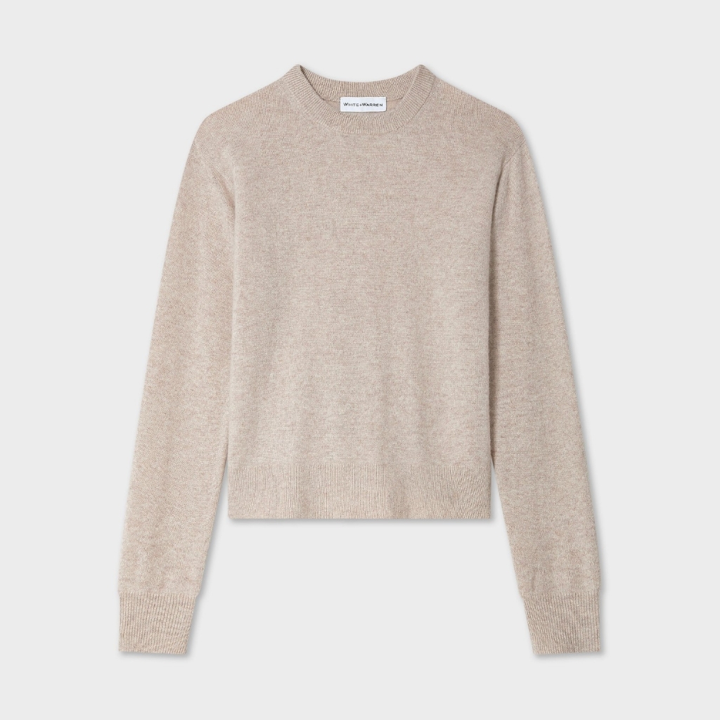 White + Warren Cashmere Crewneck Long Sleeves, Ribbed Trim